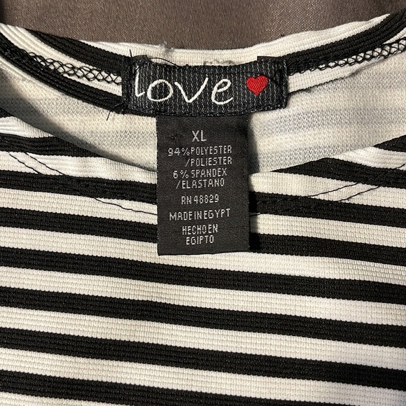 Striped White and Black Crop Top - Picture 2 of 3